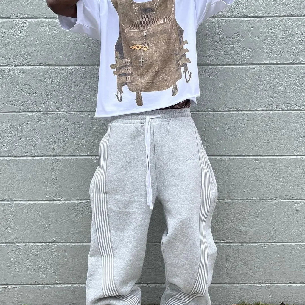 Casual Loose Straight Leg Pants Striped 2025 Summer Fashion Trend Brand Street Hip-hop Jogging Men's Women's Harajuku Sweatpants