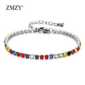 ZMZY Luxury Cubic Zirconia Tennis Bracelets Iced Out Chain Crystal Wedding Bracelet for Women Girls Silver Color Bracelet