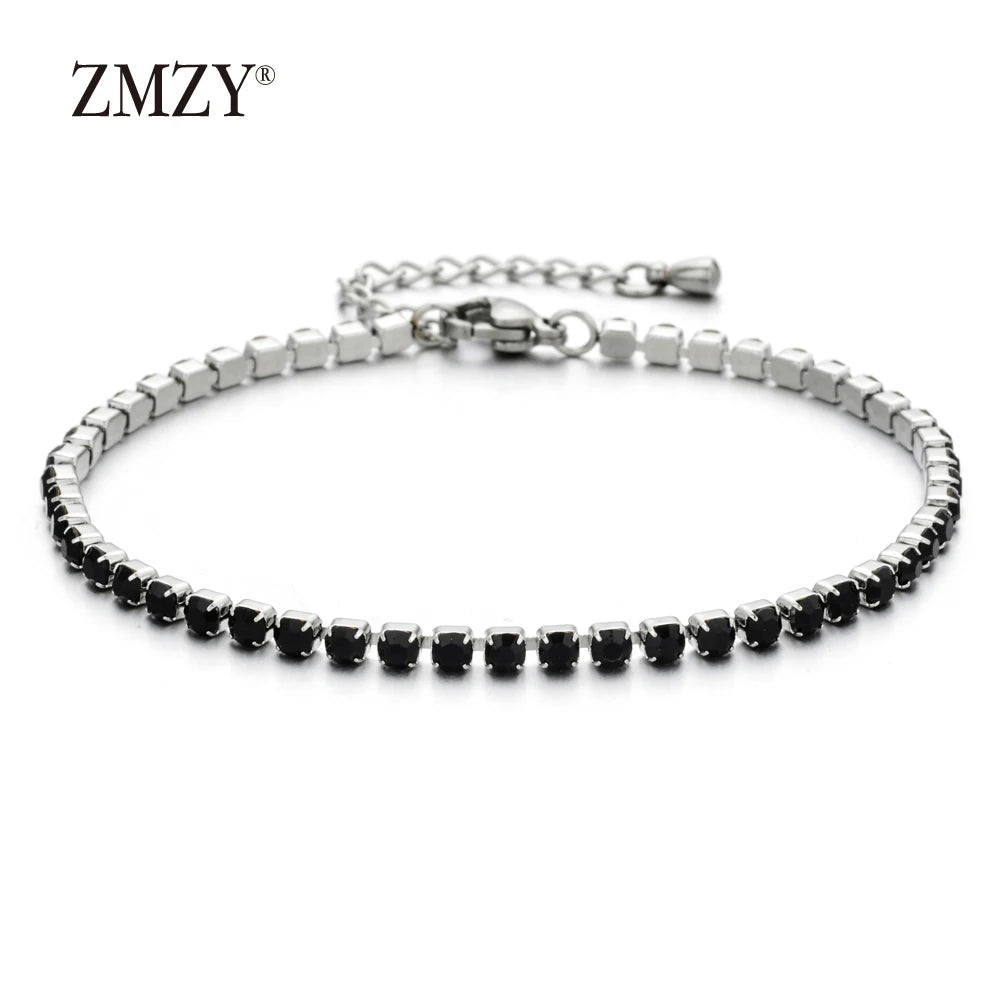 ZMZY Luxury Cubic Zirconia Tennis Bracelets Iced Out Chain Crystal Wedding Bracelet for Women Girls Silver Color Bracelet
