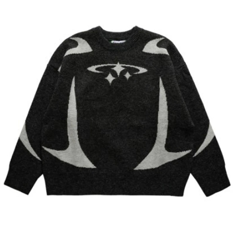 Autumn Winter Women Retro Pullover Sweater Fashion Long Sleeve Star Pattern Y2K Sweater Lady Casual Harajuku Knit Sweater Unisex