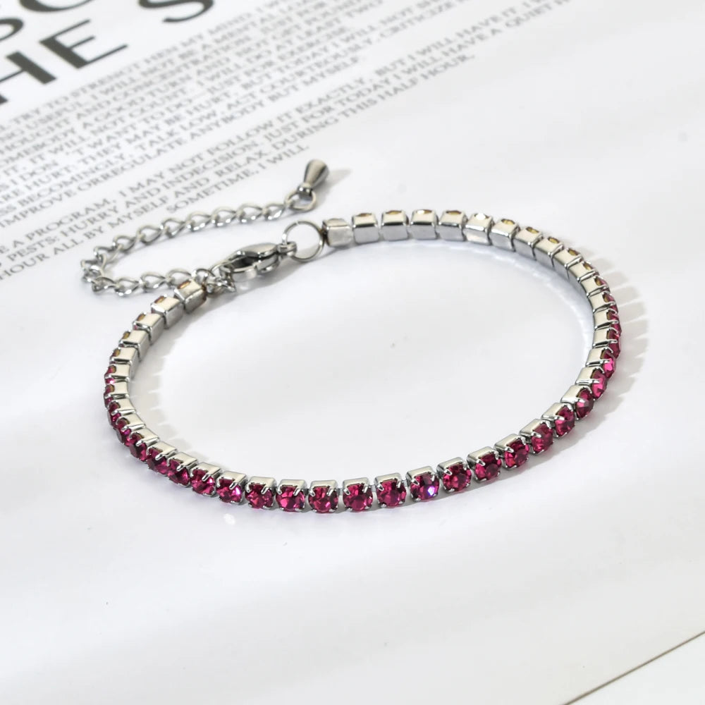 ZMZY Luxury Cubic Zirconia Tennis Bracelets Iced Out Chain Crystal Wedding Bracelet for Women Girls Silver Color Bracelet