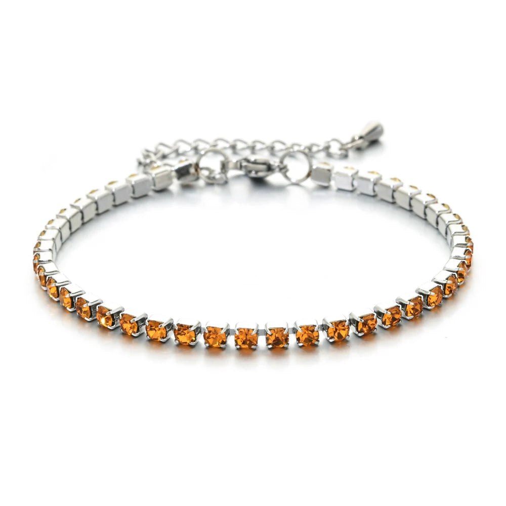 ZMZY Luxury Cubic Zirconia Tennis Bracelets Iced Out Chain Crystal Wedding Bracelet for Women Girls Silver Color Bracelet