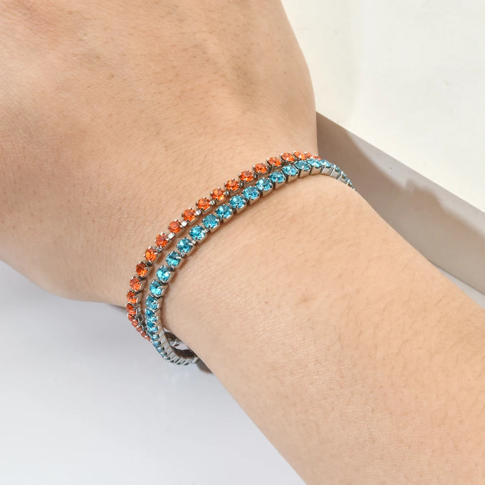 ZMZY Luxury Cubic Zirconia Tennis Bracelets Iced Out Chain Crystal Wedding Bracelet for Women Girls Silver Color Bracelet