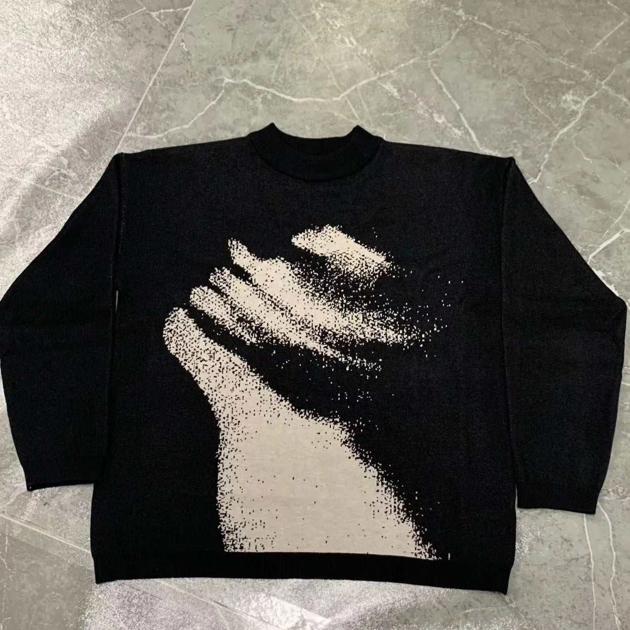 Women Vintage Hip Hop Sweaters Autumn Winter Oversized Long Sleeve Streetwear Grunge Fashion Knitted Black Pullover Y2k Clothing