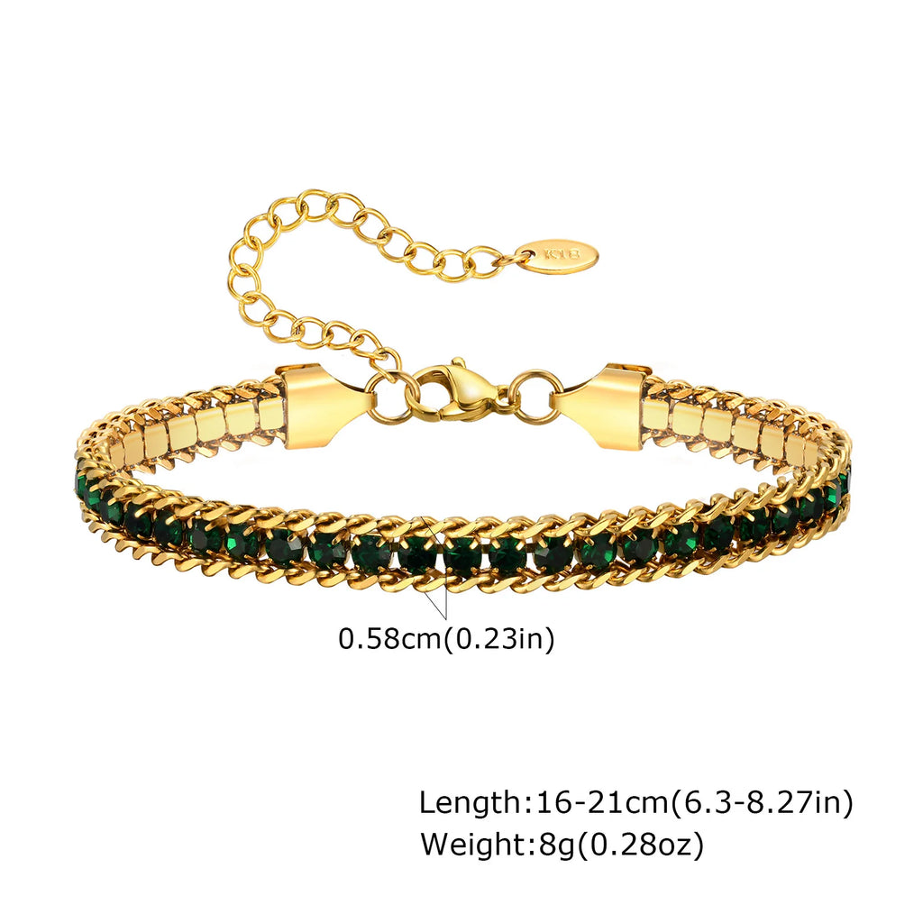 Stainless Steel Tennis Bracelets for Women, Iced Out 5A Cubic Zirconia Stones Charm Bracelets, Ladies Bridal Wedding Jewelry