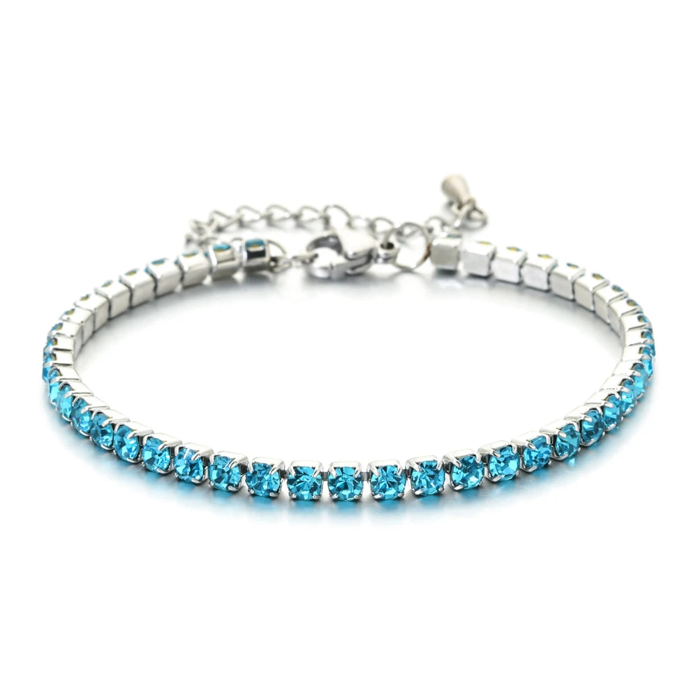 ZMZY Luxury Cubic Zirconia Tennis Bracelets Iced Out Chain Crystal Wedding Bracelet for Women Girls Silver Color Bracelet