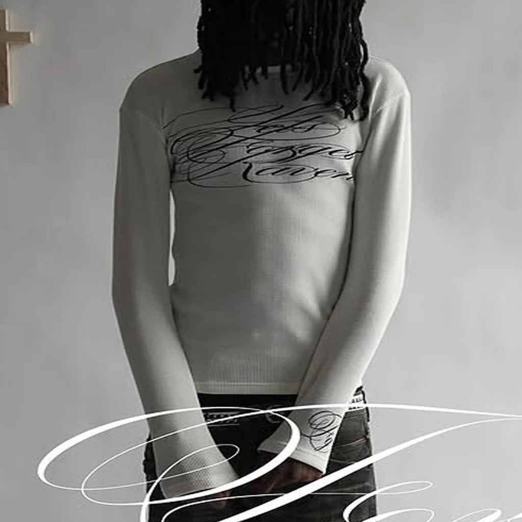 American Dark Retro Y2K Printed Long Sleeved T-Shirt High Street Gothic Trendy Outfit Top for Casual Wear