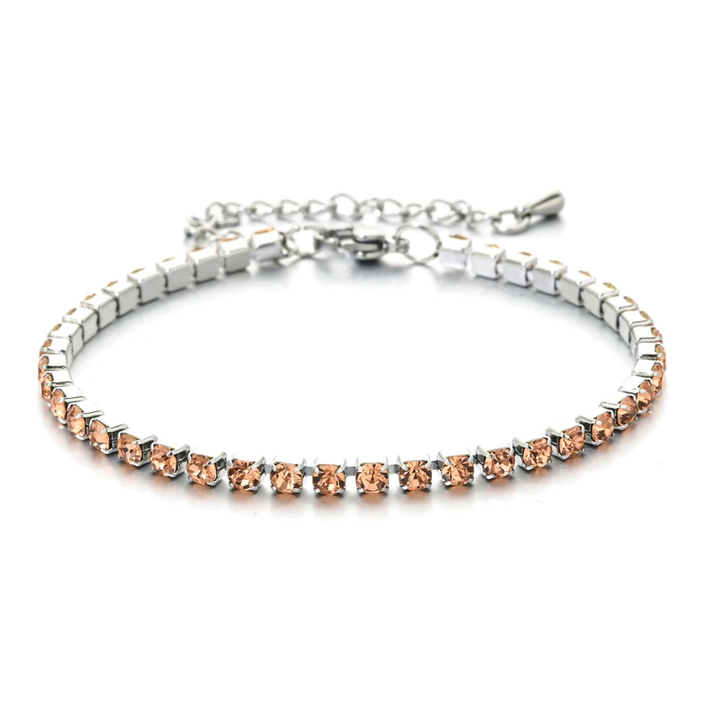 ZMZY Luxury Cubic Zirconia Tennis Bracelets Iced Out Chain Crystal Wedding Bracelet for Women Girls Silver Color Bracelet