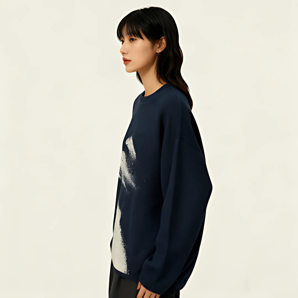 Autumn/Winter American Hot Girl High Street Gothic Knitted Sweater Y2K Retro Women's Casual Round Neck Hoodie Loose Top