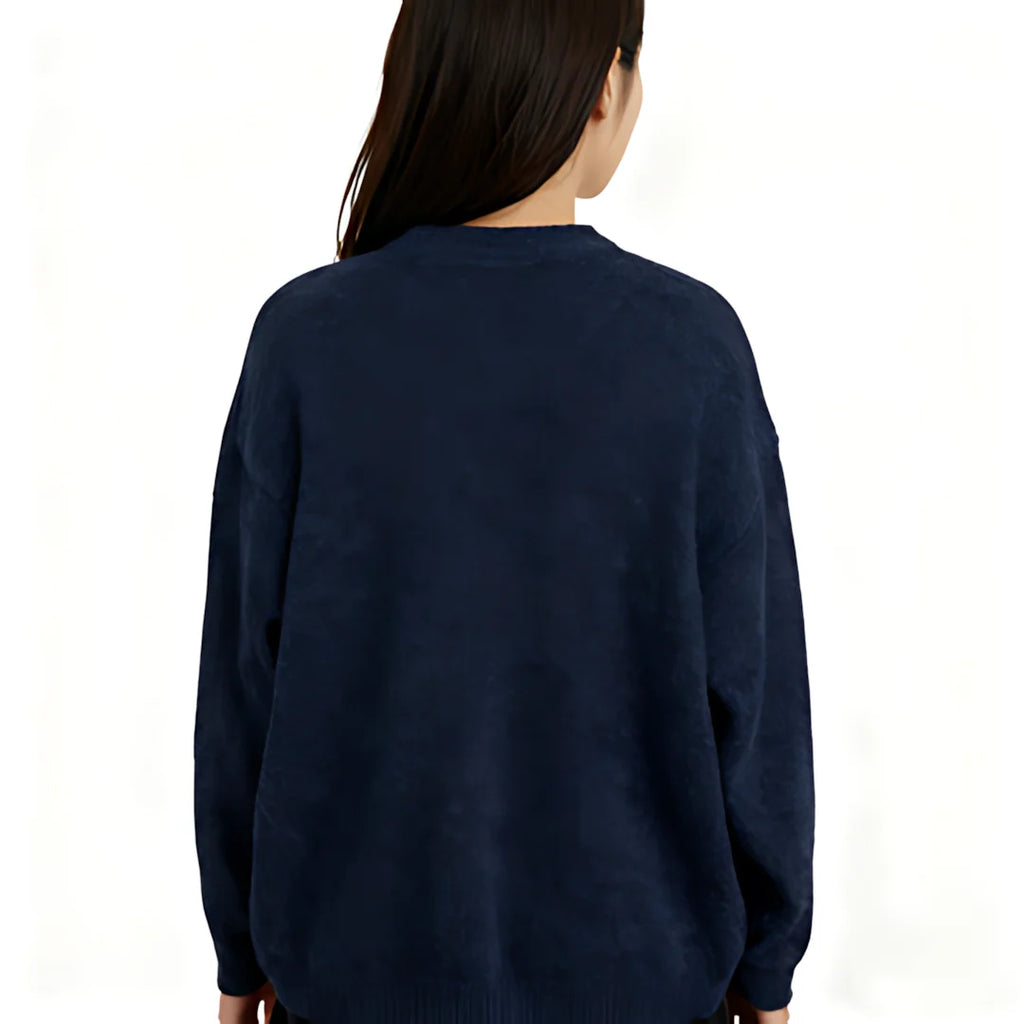 Autumn/Winter American Hot Girl High Street Gothic Knitted Sweater Y2K Retro Women's Casual Round Neck Hoodie Loose Top