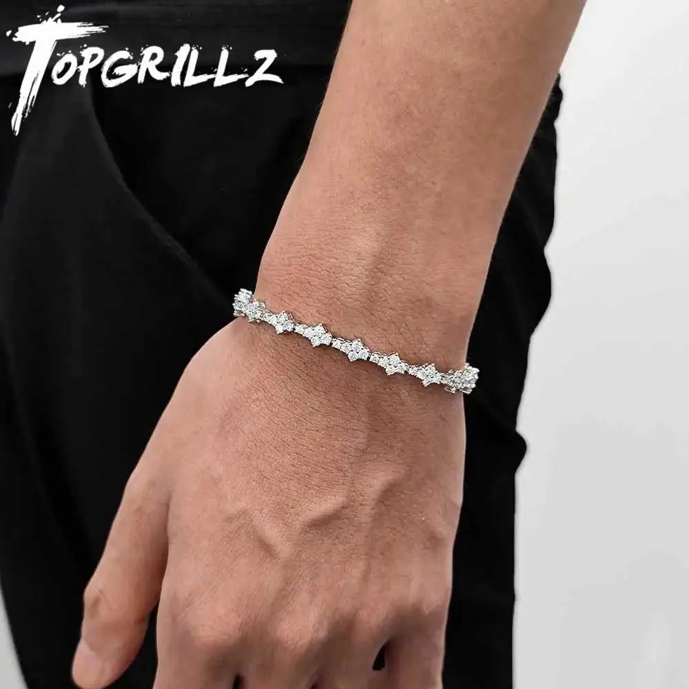 TOPGRILLZ New Honeycomb Necklace Classic 7MM Tennis Chain Hip Hop Punk Jewelry High Quality Choker Necklace For Anniversary Gift