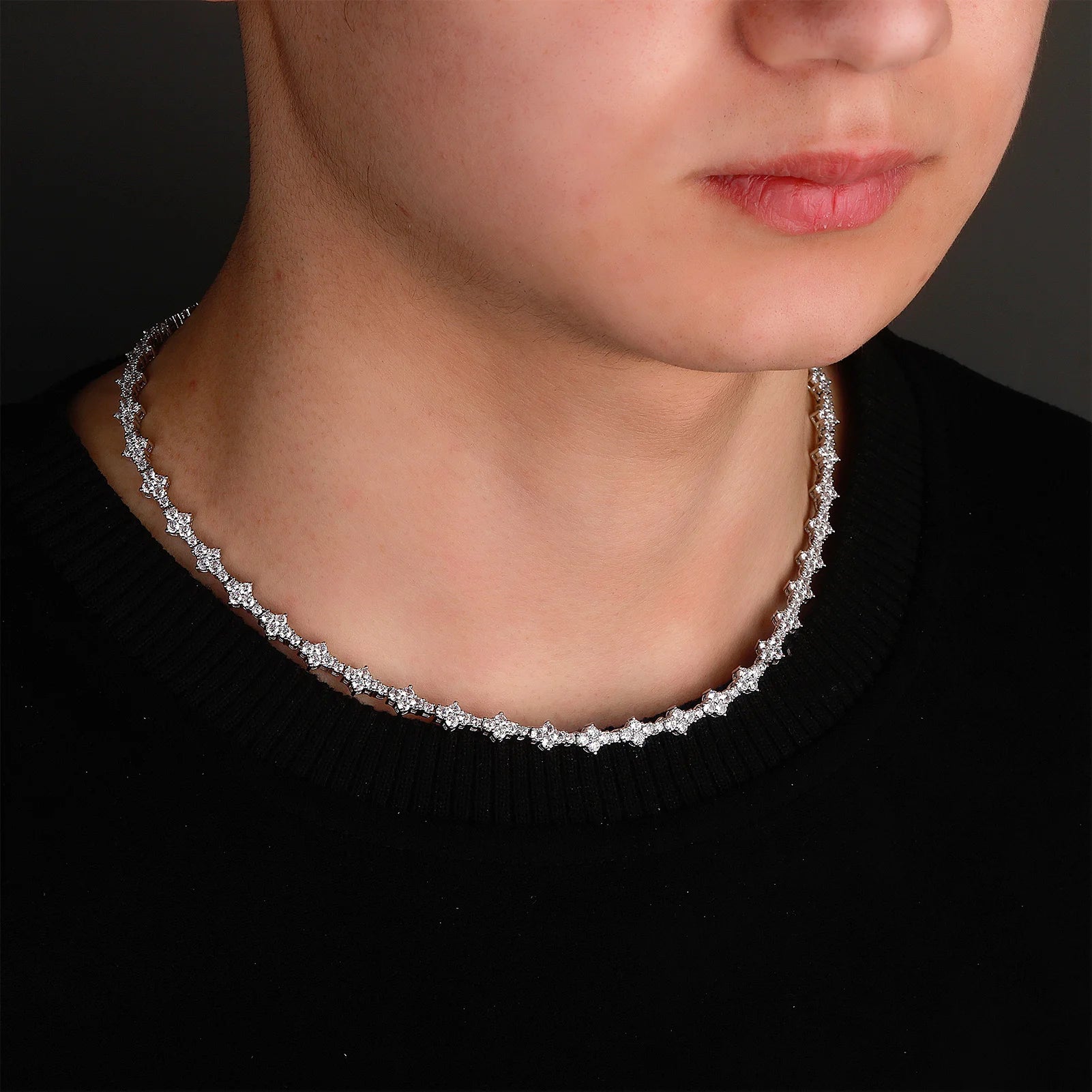 TOPGRILLZ New Honeycomb Necklace Classic 7MM Tennis Chain Hip Hop Punk Jewelry High Quality Choker Necklace For Anniversary Gift