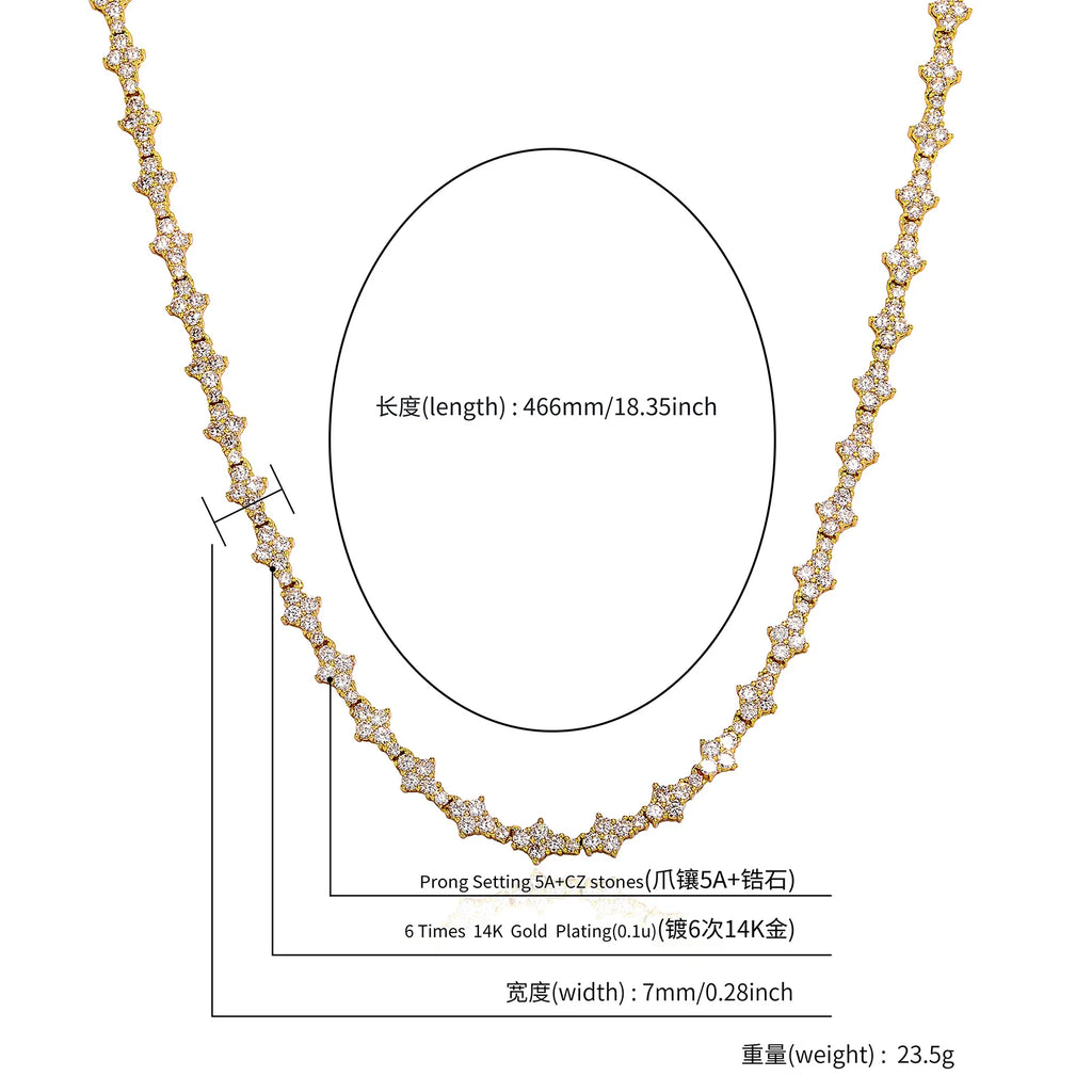 TOPGRILLZ New Honeycomb Necklace Classic 7MM Tennis Chain Hip Hop Punk Jewelry High Quality Choker Necklace For Anniversary Gift