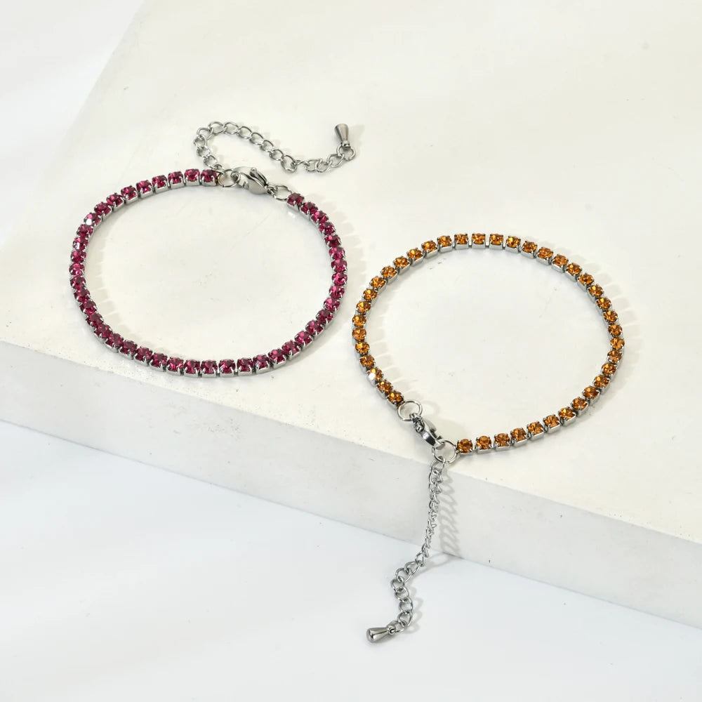 ZMZY Luxury Cubic Zirconia Tennis Bracelets Iced Out Chain Crystal Wedding Bracelet for Women Girls Silver Color Bracelet