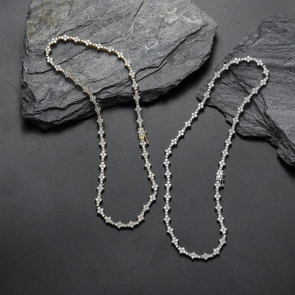 TOPGRILLZ New Honeycomb Necklace Classic 7MM Tennis Chain Hip Hop Punk Jewelry High Quality Choker Necklace For Anniversary Gift